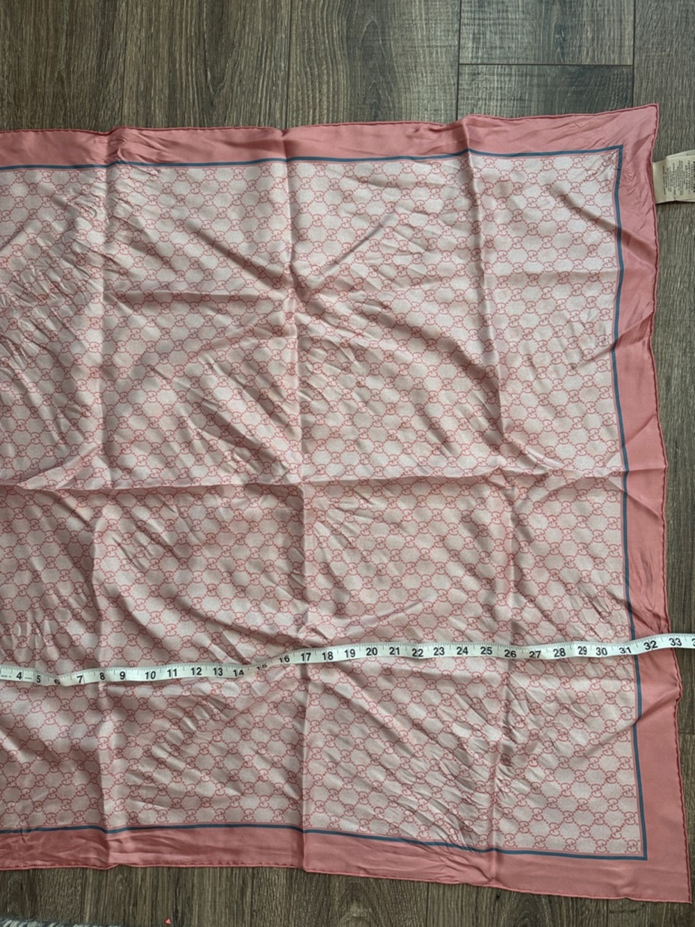 Gucci Pink & blue Silk Logo Scarf - Picture 3 of 7